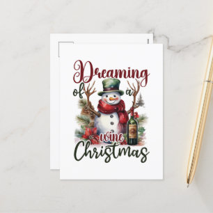 Grappige Wijn Kerstwoord art bar Feestdagenkaart