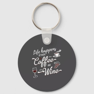Grappige wijn- & koffie-shirts met gezegde vrouwen sleutelhanger