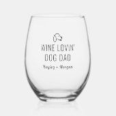 Grappige wijn liefhebbende hond papa gepersonalise wijnglas zonder voet (Voorkant)