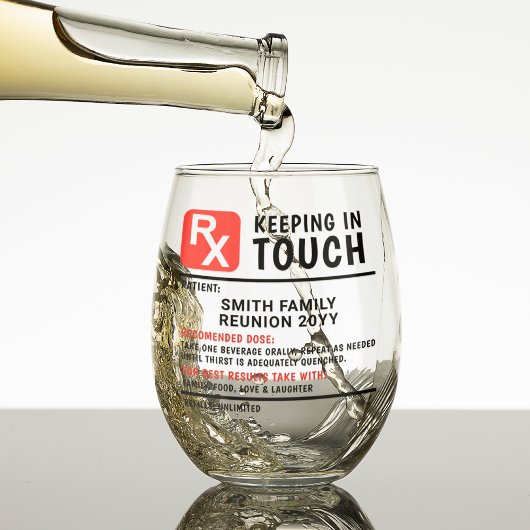Grappige wijn recept familie reünie aangepaste tek wijnglas zonder voet
