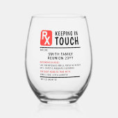 Grappige wijn recept familie reünie aangepaste tek wijnglas zonder voet (Voorkant)