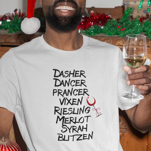 Grappige wijn rendieren namen Kerstmis vakantie T-shirt