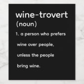 Grappige wijn-trovert geeft de voorkeur aan wijn v wijn etiket (Enkel label)