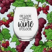 Grappige wijn uur woord kunst wijnglas zonder voet