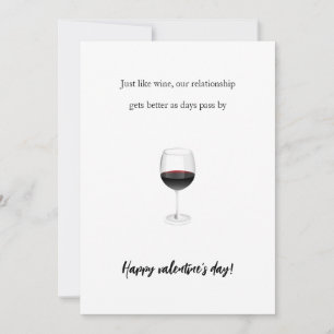 Grappige wijn valentijnsdag romantisch stel achter feestdagenkaart