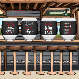 Grappige wijn woord kunst wijnglas zonder voet