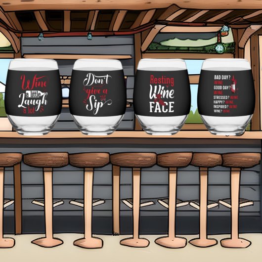 Grappige wijn woord kunst wijnglas zonder voet