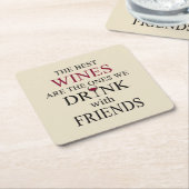 grappige wijncitaat voor vrienden kartonnen onderzetters (Schuin)
