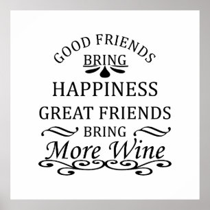 grappige wijncitaat voor vrienden poster