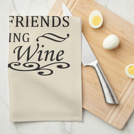 grappige wijncitaat voor vrienden theedoek (Quarter Fold)