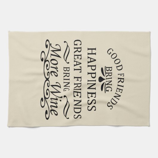 grappige wijncitaat voor vrienden theedoek (Horizontaal)