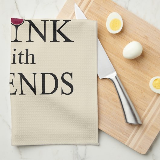 grappige wijncitaat voor vrienden theedoek (Quarter Fold)