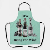 Grappige wijnflessen schort (Voorkant)