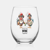 Grappige wijnliefhebber / kip wijnglas zonder voet (Achterkant)