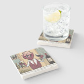 Grappige wijnparafernalia stenen onderzetter (Zijkant)