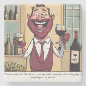 Grappige wijnparafernalia stenen onderzetter (Voorkant)