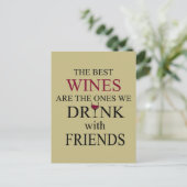 Grappige wijnspreuk voor vrienden briefkaart (Staand voorkant)