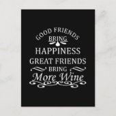 Grappige wijnspreuk voor vrienden briefkaart (Voorkant)