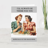 Grappige Wijnvrienden Humor Retro Huisvrouw Kaart (Voorkant)