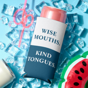 Grappige "wijze monden. Vriendelijke tongen." Blau Seltzer Blikjeskoeler