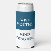Grappige "wijze monden. Vriendelijke tongen." Blau Seltzer Blikjeskoeler (Seltzer Achterkant)