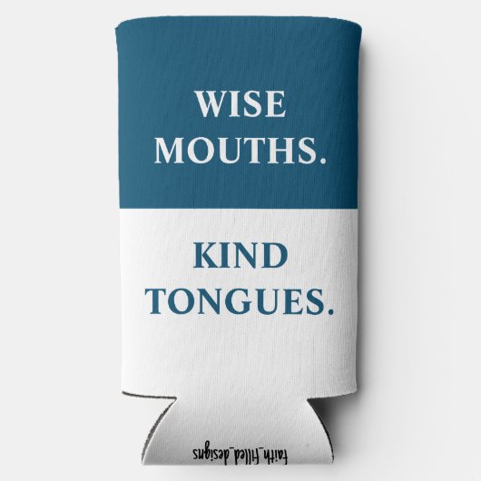 Grappige "wijze monden. Vriendelijke tongen." Blau Seltzer Blikjeskoeler (Achterkant)