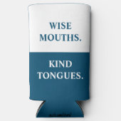 Grappige "wijze monden. Vriendelijke tongen." Blau Seltzer Blikjeskoeler (Voorkant)