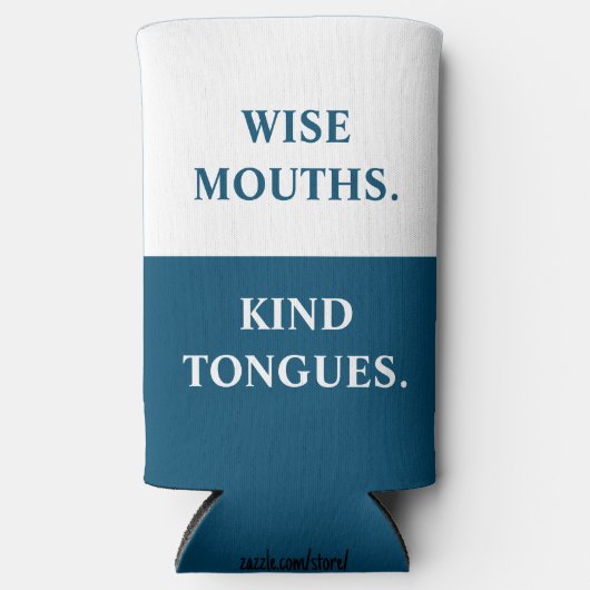 Grappige "wijze monden. Vriendelijke tongen." Blau Seltzer Blikjeskoeler (Voorkant)