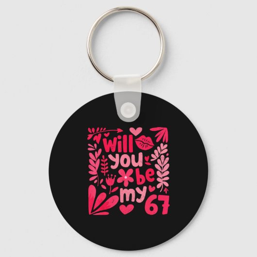 Grappige Wil je mijn 67 Valentijn Boho Bloemige Me Sleutelhanger (Voorkant)