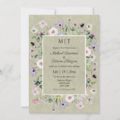 Grappige wilde bloemen Green Kraft Fotobruiloft Kaart (Voorkant)