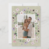 Grappige wilde bloemen Green Kraft Fotobruiloft Kaart (Achterkant)