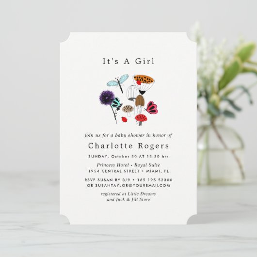 Grappige wilde bloemen lieveheersbeestjes en vlind kaart (Staand voorkant)