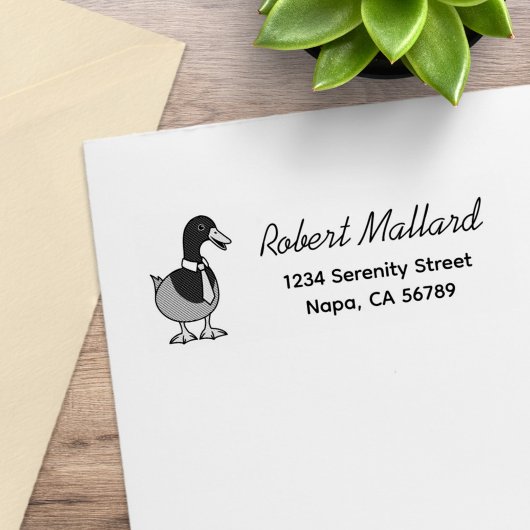 Grappige Wilde Eend Kraag Stropdas Retouradres Rubberstempel