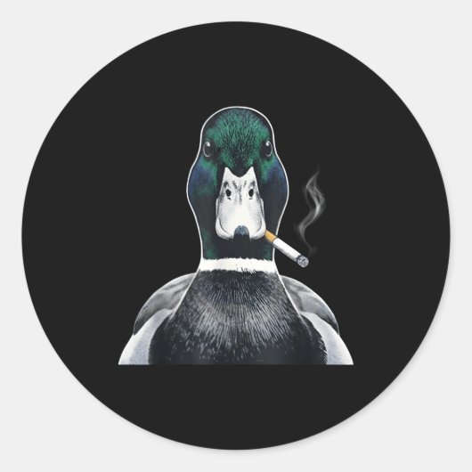 Grappige wilde eend meme die sigaret rookt ronde sticker (Voorkant)