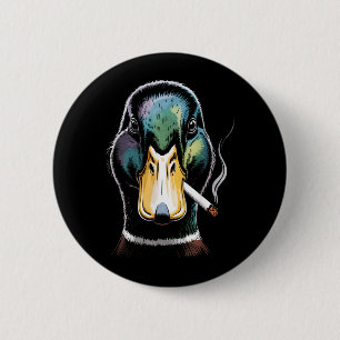 Grappige Wilde Eend Meme Rokt Sigaret Ronde Button 5,7 Cm