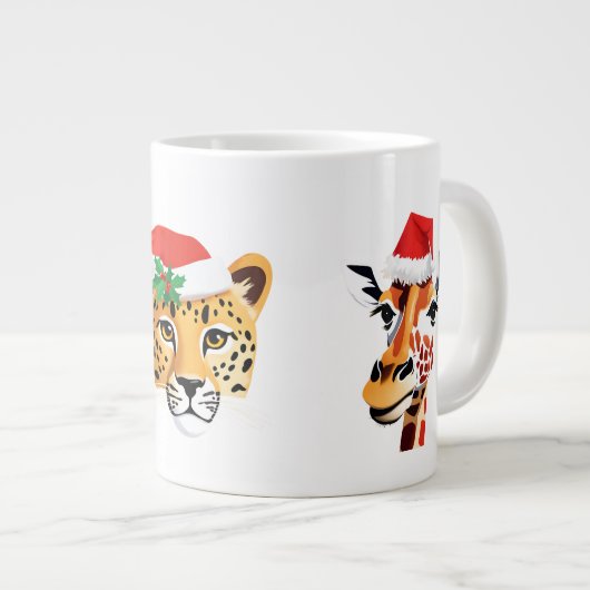 Grappige wilde Safari dieren Kerstmis kostuum Grote Koffiekop (Voorkant rechts)
