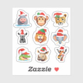Grappige wilde Safari dieren Kerstmis kostuum Sticker (Vel)