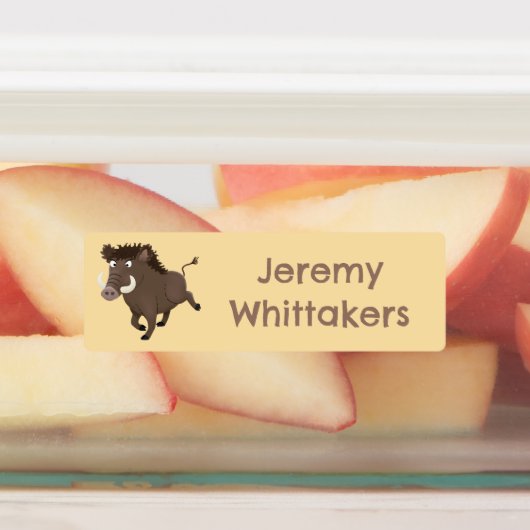 Grappige wilde zwijnen razorback cartoon gepersona labels (Aangebracht)