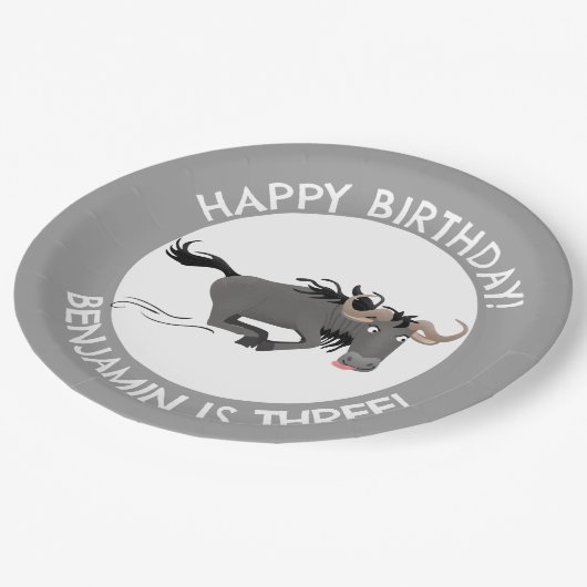 Grappige wildebeest gepersonaliseerde cartoon verj papieren bordje (Gekanteld)