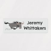 Grappige wildebeest lopende cartoon gepersonalisee labels (Design 1)