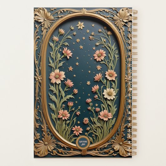 Grappige Wildflower Evening Art Nouveau Monogram Planner (Achterkant)