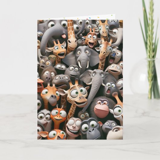 Grappige Wildlife Groep Verjaardag Kaart (Voorkant)
