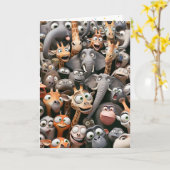 Grappige Wildlife Groep Verjaardag Kaart (Gele Bloem)