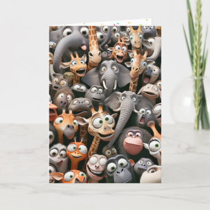 Grappige Wildlife Groep Verjaardag Kaart
