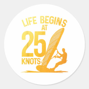Grappige windsurfing kunst voor mannen vrouwen win ronde sticker