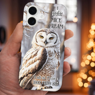 Grappige winter uil vogel iPhone 16 hoesje