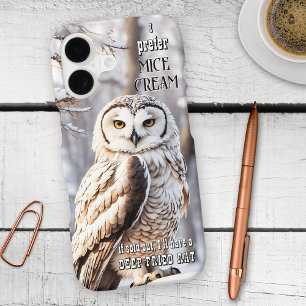 Grappige winter uil vogel iPhone 16 hoesje