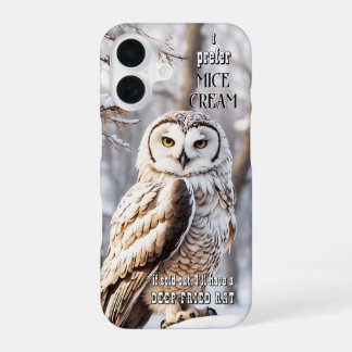 Grappige winter uil vogel iPhone 16 hoesje