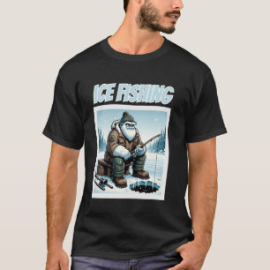 Grappige Winterhengelsport Abdomen Sneeuwman Ijsvi T-shirt
