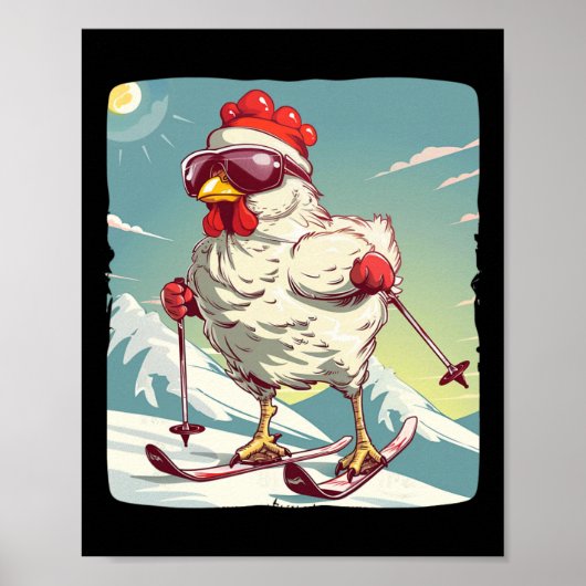 Grappige Winterkip Met Langlaufski'schoenen Poster (Voorkant)